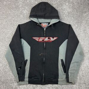 Fly Racing Hoodie Mens XL Black MTX Full Zip Sweatshirt Heavyweight Cyber Grunge